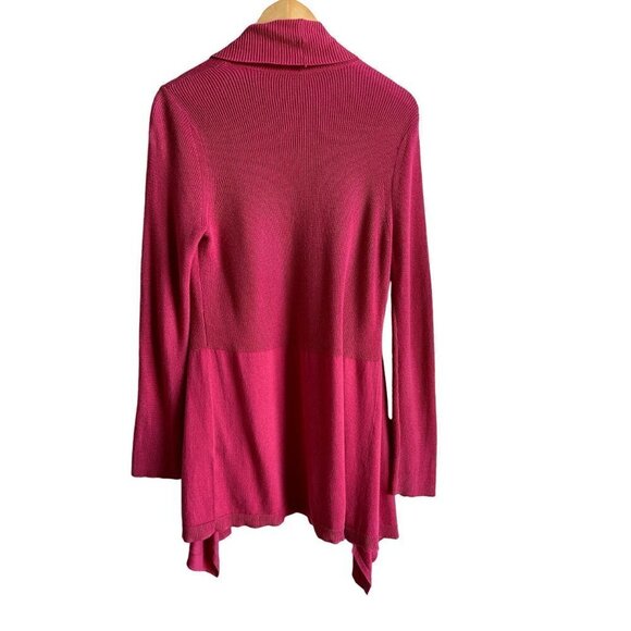 Chico's Size 0/US Size Small Pink Ribbed Open Duster Cardigan Sweater - Picture 2 of 6